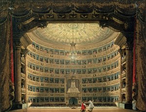 La Scala, Milan, pendant une représentation - Italian School